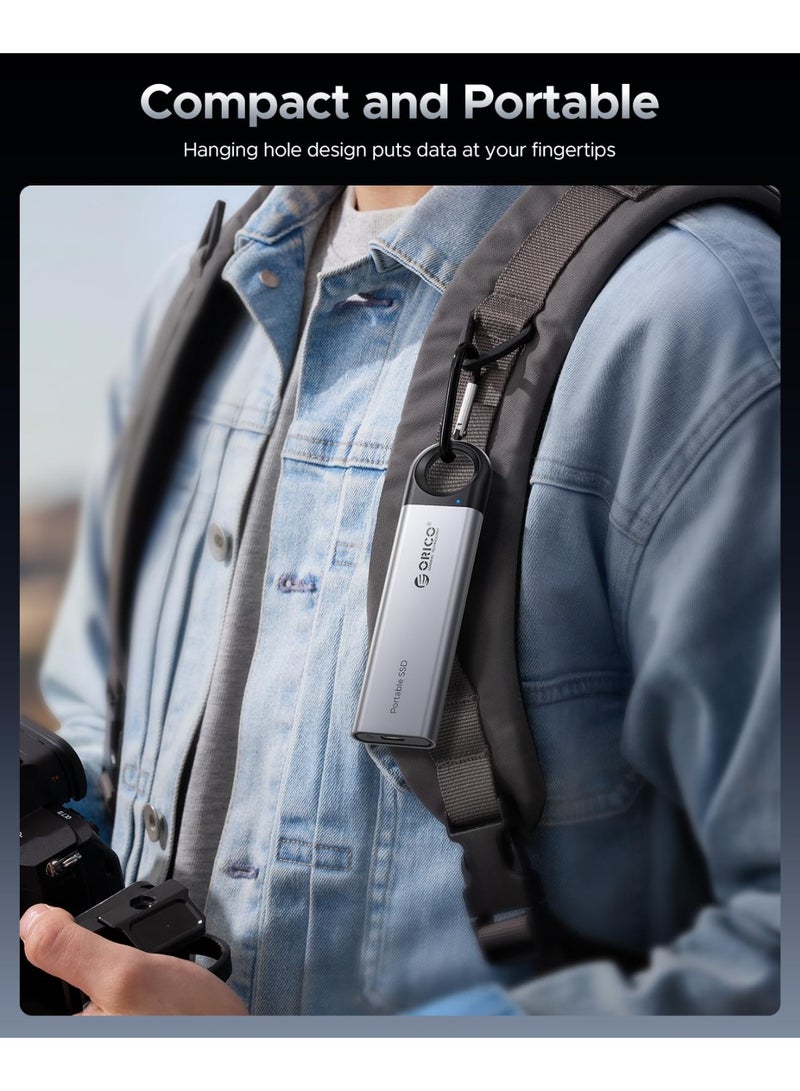 أوريكو 2 تيرابايت SSD خارجي يصل إلى 1050 ميغابايت/ثانية، معلقة الفتحة التصميم المحمول الحالة الصلبة محرك، USB C&A 2 في 1 كابل، تخزين موثوق به ل Type-C الهاتف الذكي، اللوحات، أجهزة الكمبيوتر المحمولة -C1056.  - Image 2