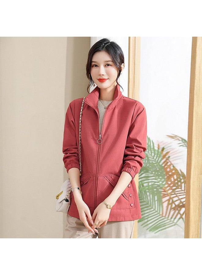 Fashion Collar Short Coat Women's Spring And Autumn Loose Slimming Western Style All-match Windbreaker Plus Size Casual Top 