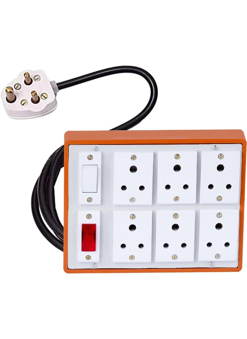 Cordnet Cordnet Premium Extension BoardWIth Brown Six Socket One Switch One Indicater 2 Meter Long Wire  - Image 1