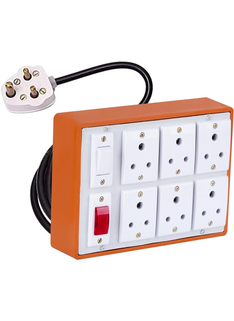 Cordnet Cordnet Premium Extension BoardWIth Brown Six Socket One Switch One Indicater 2 Meter Long Wire  - Image 2