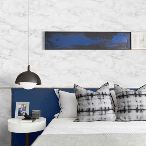 HOMEMATES Self-Adhesive Wallpaper Waterproof Old Furniture Vinyl Stickers Wooden Door Wardrobe Desktop PVC Wall Papers 30 X 304 CM- (White Marble) - Image 4