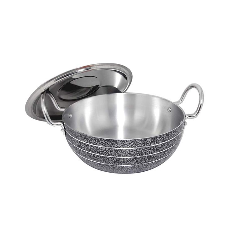 BARTAN HUB Kadhai with Lid (1000 ML, Aluminium Made, Dishwasher Safe) Kadhai 20 cm Diameter with Lid 1 L Capacity (Aluminium) - Image 1