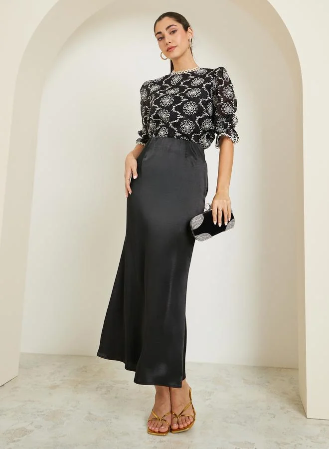 Styli Women Black Embroidered Blouse