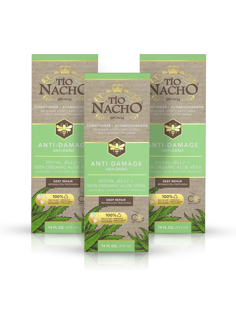 Tio Nacho Tio Nacho Aloe Vera Deep Repair Conditioner 100 Organic Aloe Vera and Royal Jelly Repairs and Protects Hair Vegetable Keratin for Softness and Shine Paraben and SaltFree  14 Oz Pack of 3 