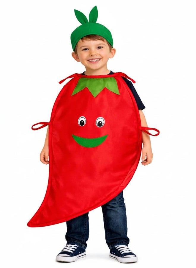 EthnicAlive Fruits and Vegetable Cutout Fancy Dress For Kids | Heathy Food Baby Costume | Fruits Theme Cosplay Costume For Girl And Boys (Red Chilli, 3-4 Years) - Image 1