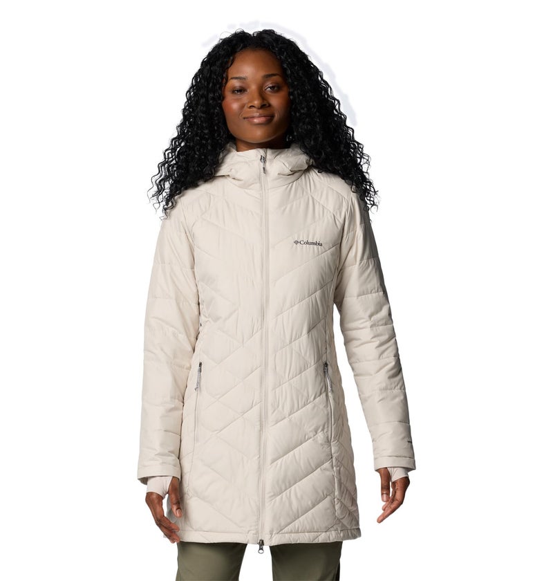 Columbia Womens Heavenly Long Hooded Puffer Jacket Dark Stone Large