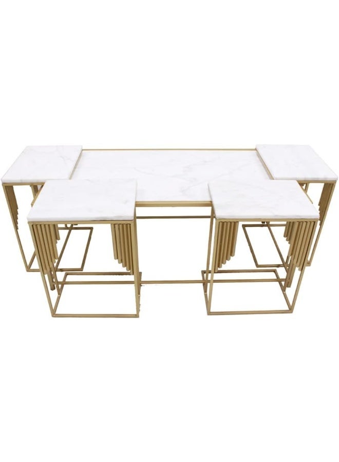 Hometaste Decorative Marble Coffee And Corridor Table Set White Marble Tea Table And Display Set Hallway Entryway Marble Table Dining Table And Living Room Table