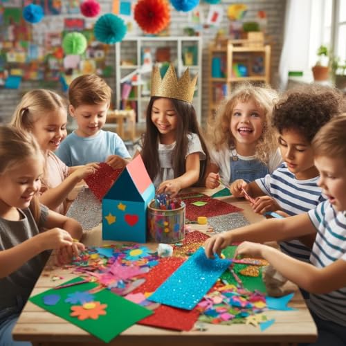 Allgala 12 Pack Glitter EVA Foam Paper 8 x 12inch Sheets-Navy Blue-Perfect for Kids Art Craft Projects and Classrooms or Cosplay DIY Cutters Card Party Decoration - Image 5