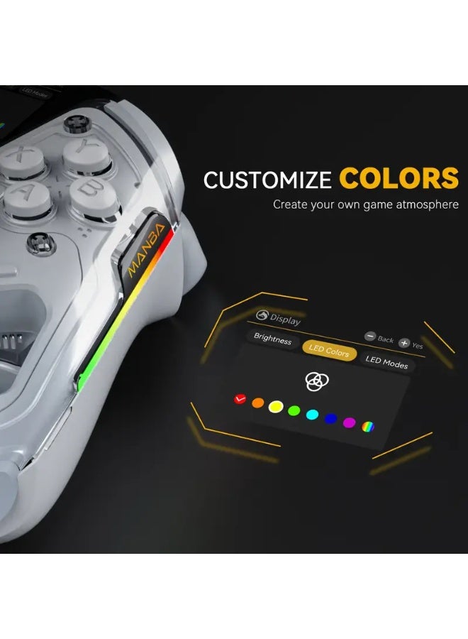 V2 Interactive Screen Wireless Gaming Controller – Hall Effect Joysticks  Triggers, RGB Lighting, Remappable ons, 1800mAh Battery with Charging Dock, Compatible with PC/Switch/iOS/Android/Steam Deck (White) - Image 3