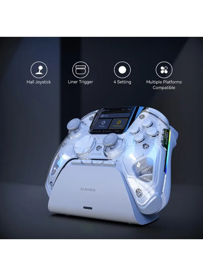 V2 Interactive Screen Wireless Gaming Controller – Hall Effect Joysticks  Triggers, RGB Lighting, Remappable ons, 1800mAh Battery with Charging Dock, Compatible with PC/Switch/iOS/Android/Steam Deck (White) - Image 1