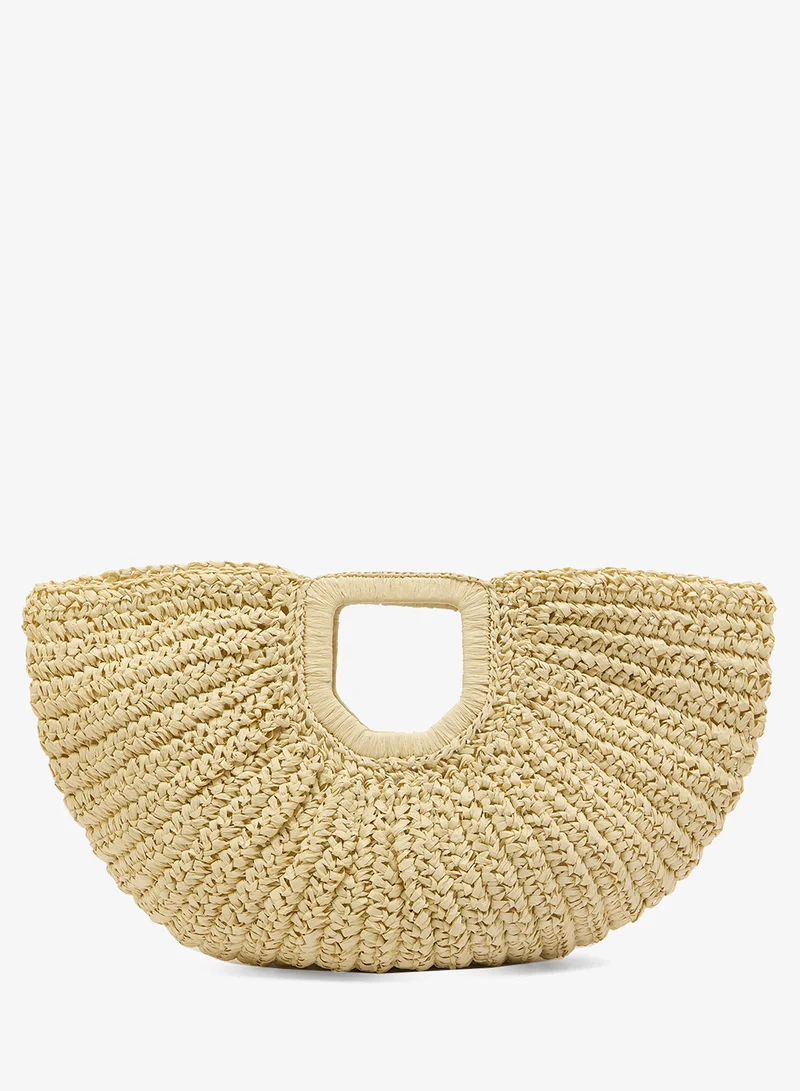 GLAMOROUS Fanned Straw Grab Clutch