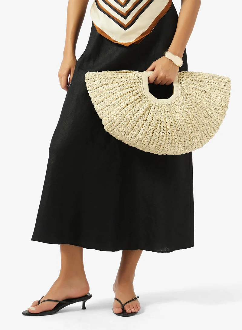 GLAMOROUS Fanned Straw Grab Clutch