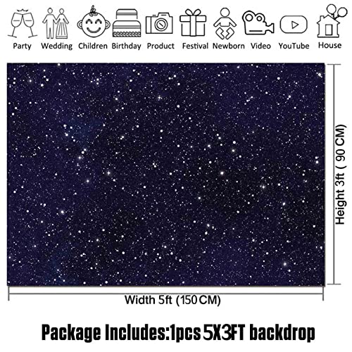 HQM Night Sky Star Universe Space Starry Photography Backdrops Kids Boy or Girl Birthday Party Decor Photo Background Banner 5X3FT - Image 5