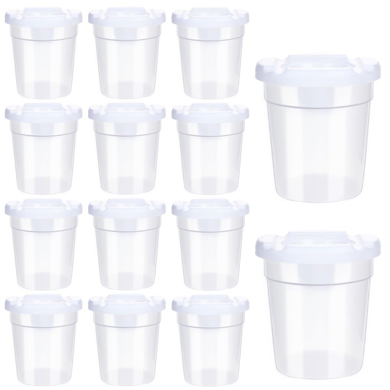 Retainbre 12 Packs No Spill Paint Cups for Kids Small Plastic Paint Containers with Lids Spill Proof Water Cup for Painting, School, Classroom, Art Crafts Supplies - Image 1