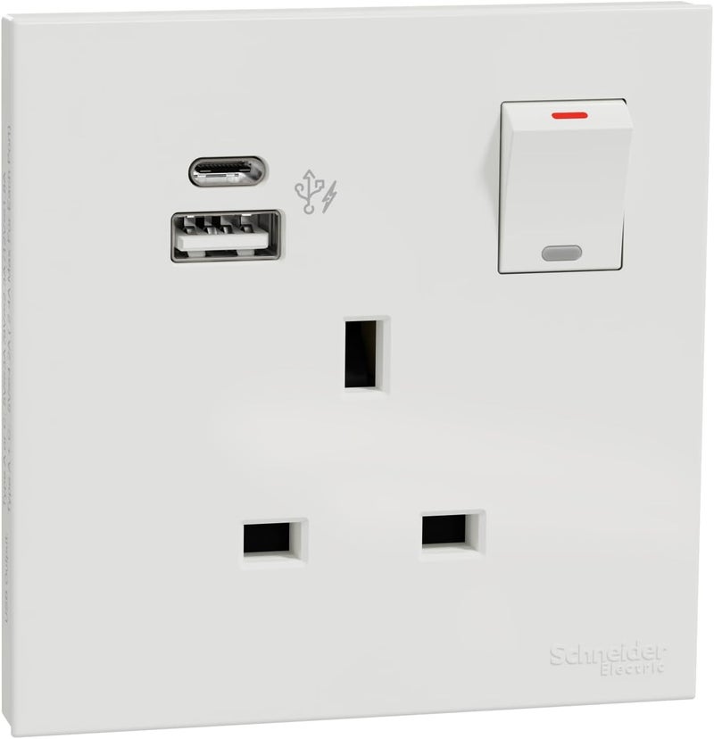 Schneider Electric Avataron Switched Socket with USB Charger - Image 1