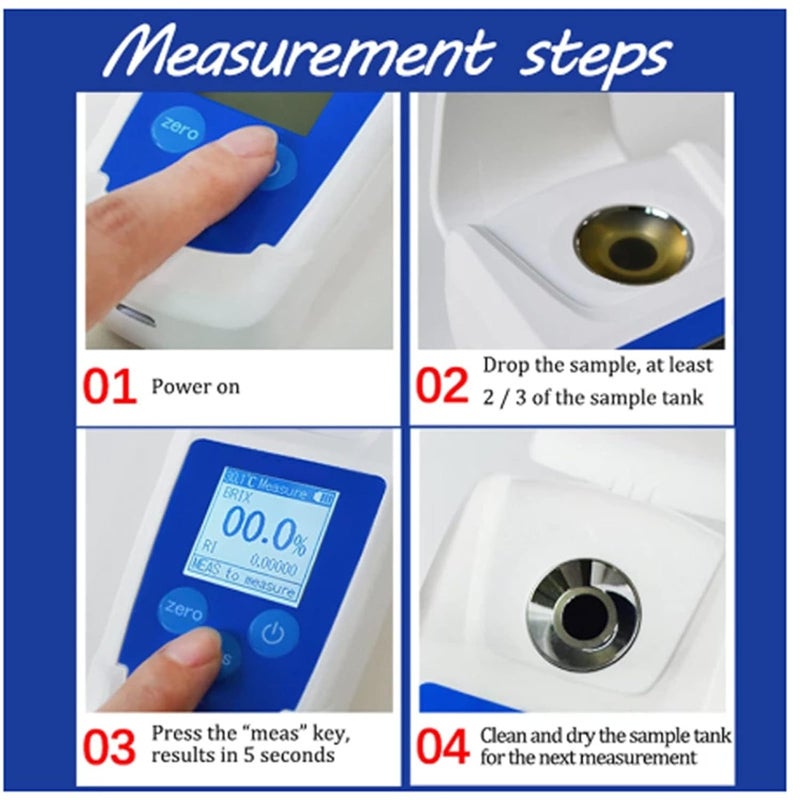 Digital Brix Refractometer High Accuracy Brix Tester Meter for Fruit, Beverage Drinks, with Backlight Display, for Sugar Content Measuring - Image 3