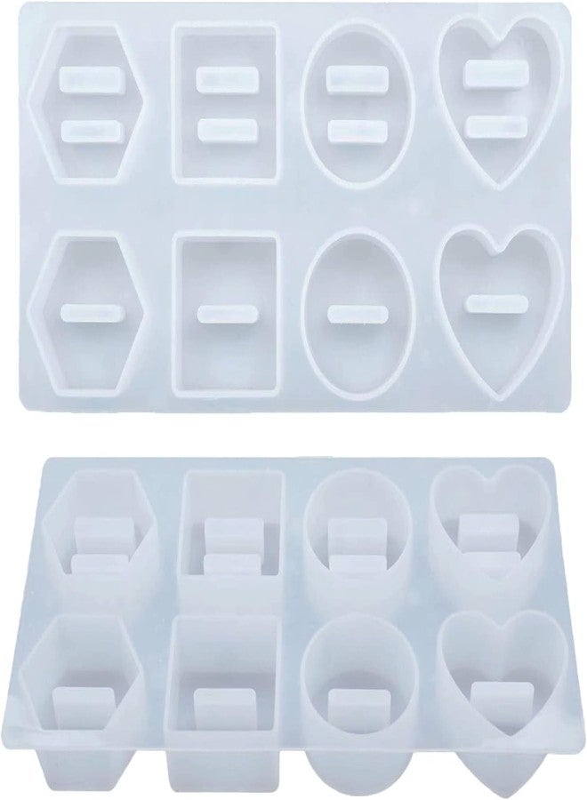 Ditya Crafts Ring Holder Molds for Resin Casting 8 Cavities Love Heart Round Hexagonal Ring Stand Silicone Mold DIY Crystal Jewelry Ring Display Storage Rack Handmade Art Crafts Home Wedding Decor - Image 1