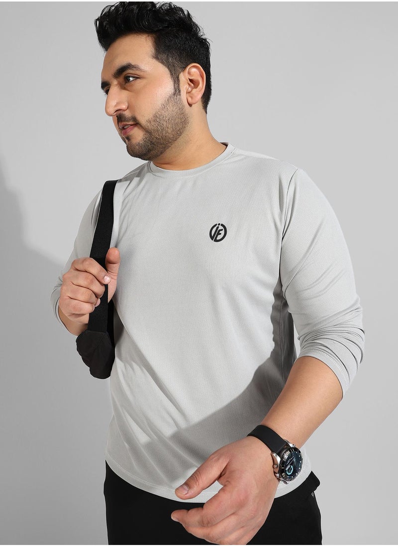 Instafab Plus Men's Solid Grey Regular Fit Activewear T-Shirt  - Image 1