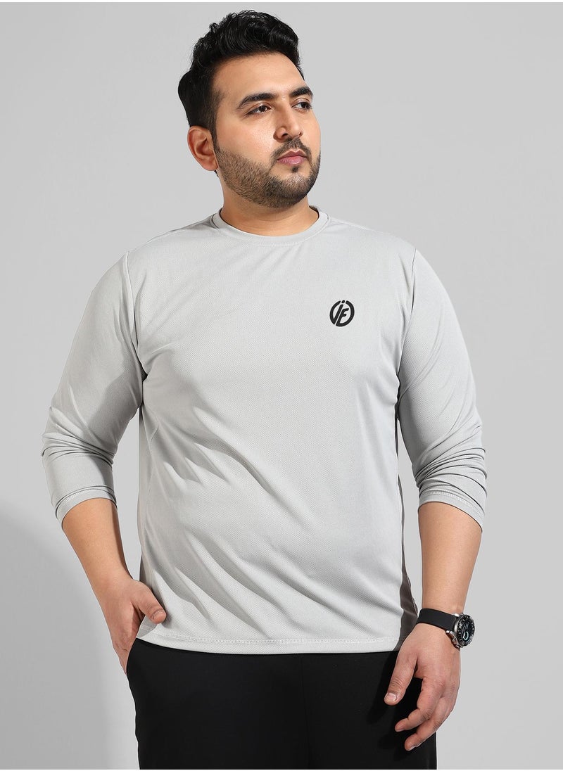 Instafab Plus Men's Solid Grey Regular Fit Activewear T-Shirt  - Image 2