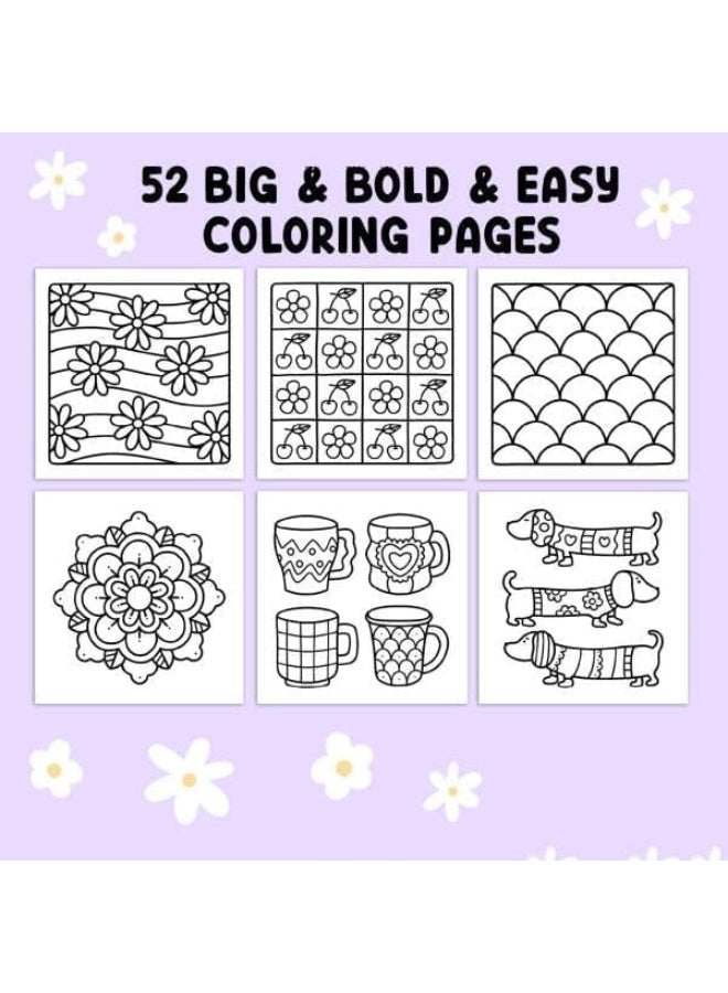 كتاب تلوين للكبار والصغار - 52 صفحة تلوين سهلة بتصميمات منزلية دافئة، ورق أحادي الجانب مانع لتسرب الألوان، كتاب أنشطة عائلية مريح لقضاء وقت إبداعي وتخفيف التوتر - Image 2