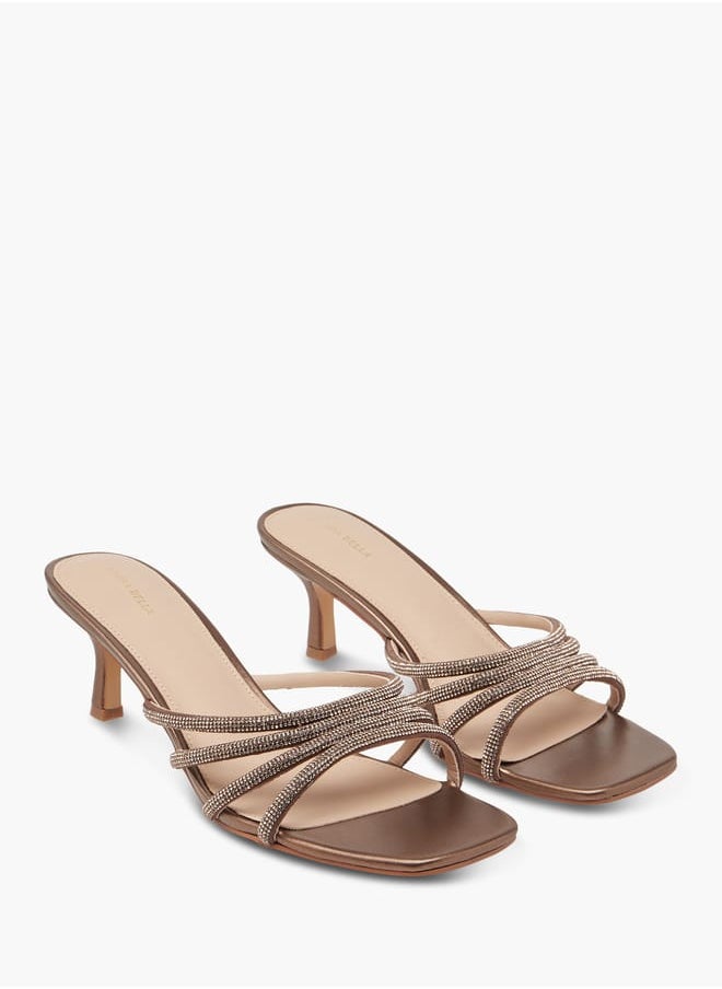 Flora Bella By Shoexpress Women Embellished Slip-On Sandals with Kitten Heels  - Image 1
