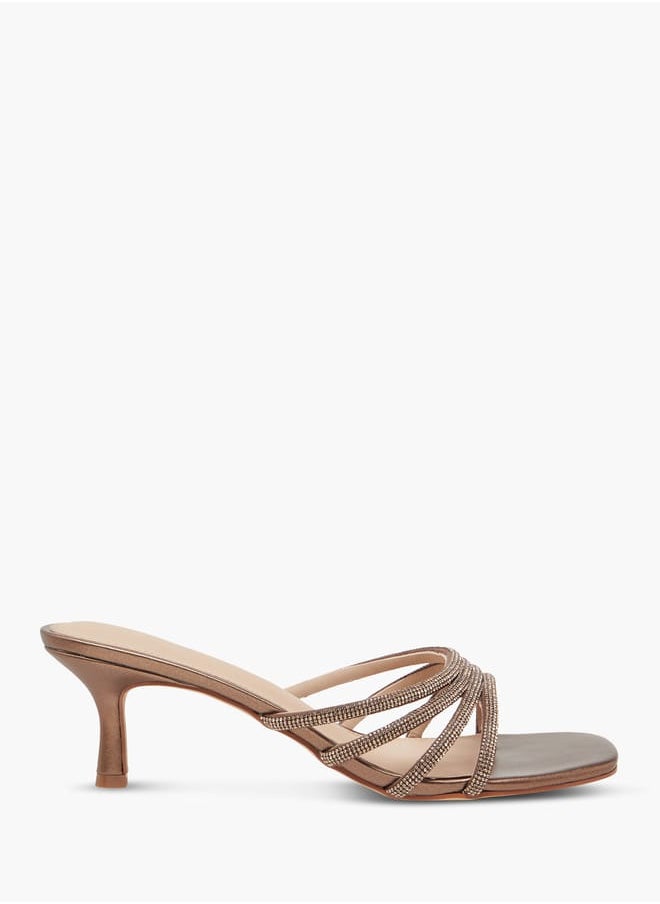 Flora Bella By Shoexpress Women Embellished Slip-On Sandals with Kitten Heels  - Image 3