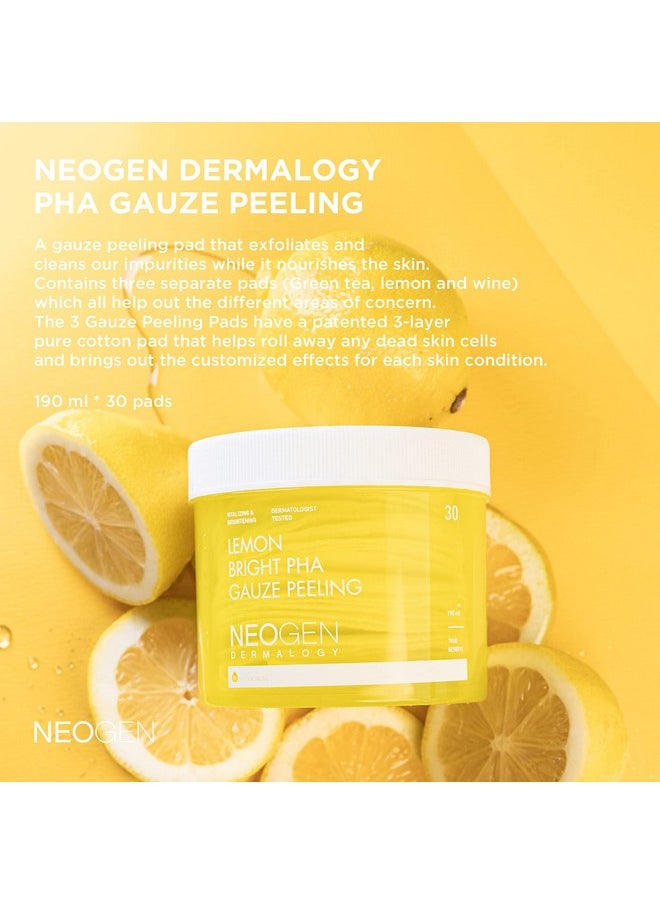 DERMALOGY by NEOGENLAB Neogen Lemon Pha Gauze Peeling Pads (30 Pads) Exfoliating Peeling Pad With Aha Bha Pha Lha & Lemon & Glutathione & Niacinamide Korean Skin Care  - Image 3
