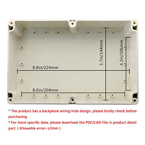 LeMotech Waterproof Dustproof IP65 ABS Plastic Junction Box Universal Electric Project Enclosure Pale Gray 9.0 x 5.9 x 3.4 inch (230 x 150 x 87 mm) - Image 5