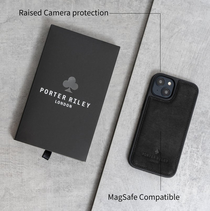 Porter Riley - Leather Case Compatible with iPhone 16 Pro Max. Premium Genuine Leather Slim Back/Bumper/Shell/Shockproof Case (Pure Black) - Image 3