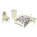 iLAND Wooden Dollhouse Furniture 112 Scale Dollhouse Bedroom Furniture in Cream Color Dollhouse Bed Dressing Table Wardrobe Gifts for Girls KidsElegant Miniature Furniture 6pcs - Image 2