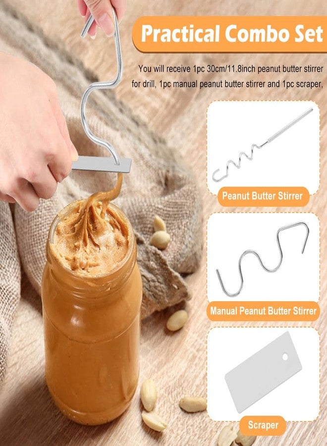 HONUTIGE 3 Pcs Peanut Butter Stirrer, Stainless Steel Nut Butter Mixer for Hand Mixers and Drills Peanut Butter Stirring Tool Jam Stirring Tools Fast Mixing Stirrer Utensil for Mixing Various Butter Jam - Image 3