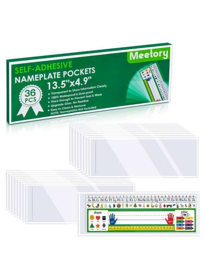 Meetory 36 Pieces 13.5” X 4.9” Clear Nameplate Pocket Self-Adhesive Desk Name Tag Covers For School Classroom Desk, Office Supplies（Not Include Name Tags） - Image 1