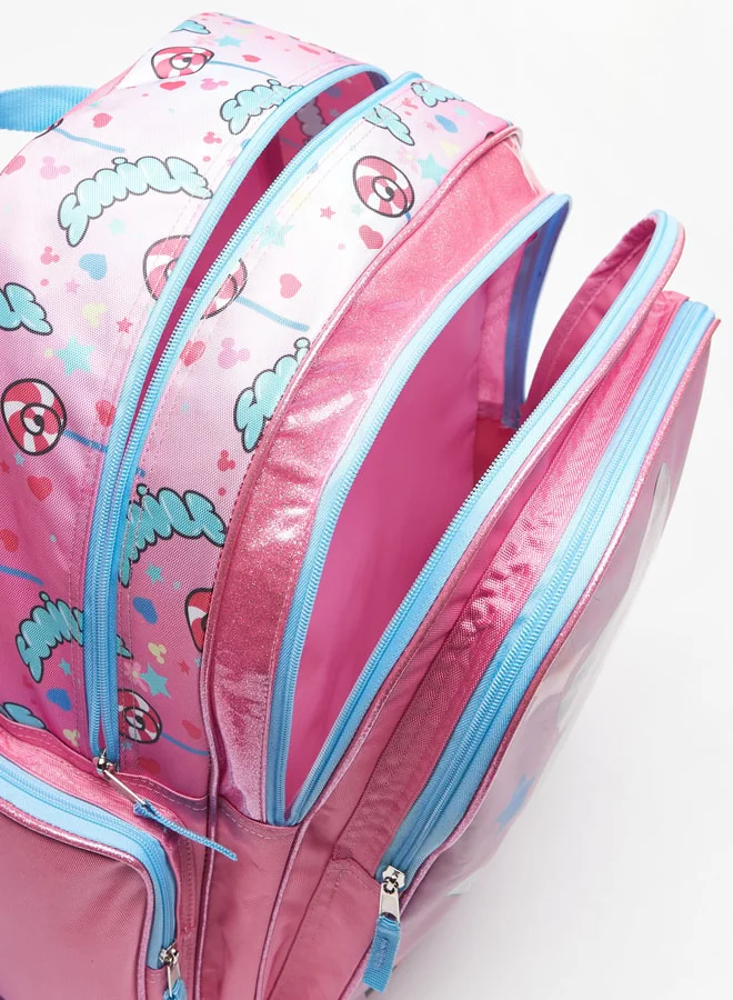 ديزني Minnie Mouse Print Backpack with Adjustable Shoulder Straps - 46x34x23 cms