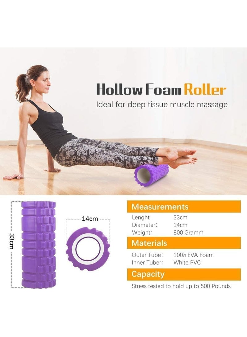 Foam roller, trigger point fitness foam roller deep tissue muscle massage roller lightweight hollow yoga pilates roller for relax muscles, balance exercises, physical therapy, pain relief (Purple) - Image 5