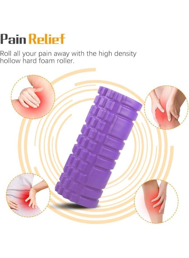 Foam roller, trigger point fitness foam roller deep tissue muscle massage roller lightweight hollow yoga pilates roller for relax muscles, balance exercises, physical therapy, pain relief (Purple) - Image 2