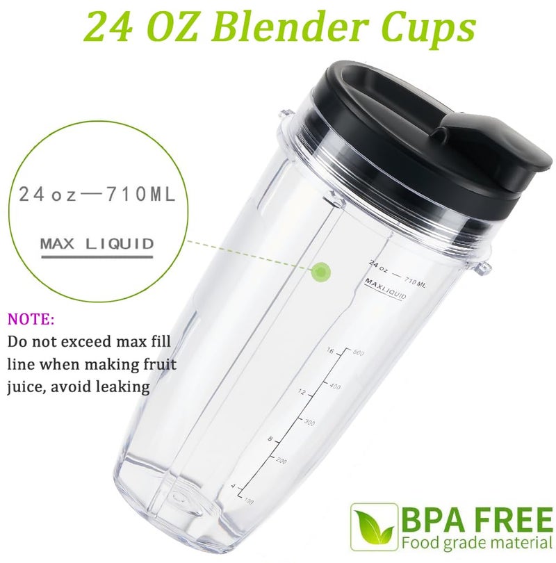 ABTER Replacement 24oz Blender Cup with Sip & Seal Lid For Nutri Ninja BL450 BL456 BL480 BL482 BL640 BL642 BL682 BN401 BN751 BN801 Foodi SS101 SS151 SS351 SS401 Ninja Blender Auto IQ Blade, 2-Pack â€¦ - Image 3