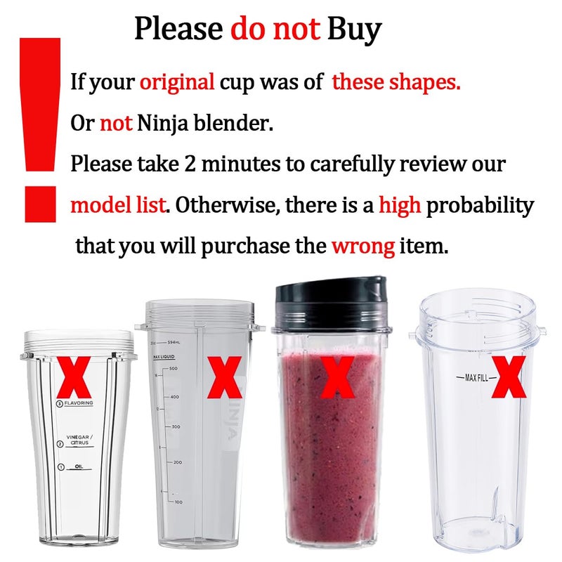 ABTER Replacement 24oz Blender Cup with Sip & Seal Lid For Nutri Ninja BL450 BL456 BL480 BL482 BL640 BL642 BL682 BN401 BN751 BN801 Foodi SS101 SS151 SS351 SS401 Ninja Blender Auto IQ Blade, 2-Pack â€¦ - Image 2
