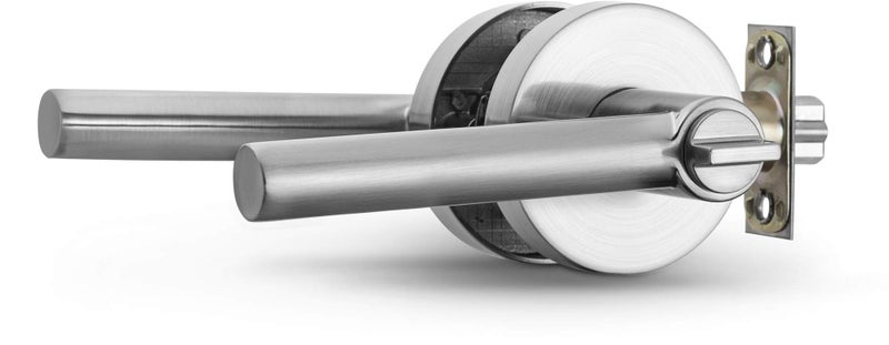 Berlin Modisch Entry Lever Door Handle Lock and Key Sleek Round Locking Lever Set [for Front Door or Office] Reversible for Right & Left Sided Doors Heavy Duty – Satin Nickel Finish - Image 3