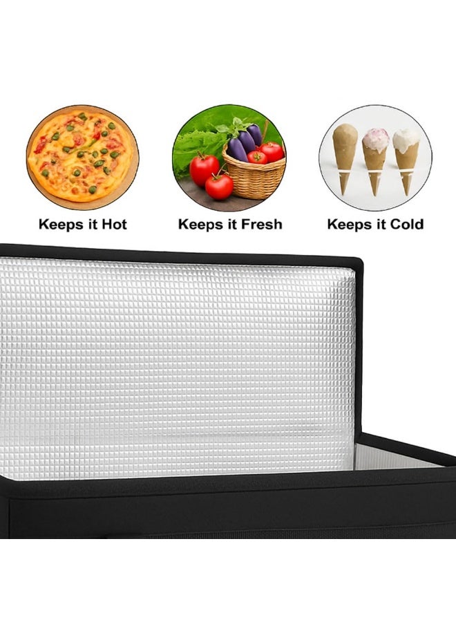 YelaJoy Insulated Food Delivery Bag with 4 Cup Holders, Insulated Pizza Delivery Bag, Catering Bag, Reusable Grocery Cooler/Hot Bags, Pizza Carrier, Tote Bags for Shopping, Travel, Doordash (Black,22*14*12inch) - Image 2