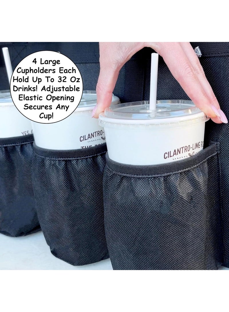 YelaJoy Insulated Food Delivery Bag with 4 Cup Holders, Insulated Pizza Delivery Bag, Catering Bag, Reusable Grocery Cooler/Hot Bags, Pizza Carrier, Tote Bags for Shopping, Travel, Doordash (Black,22*14*12inch) - Image 5