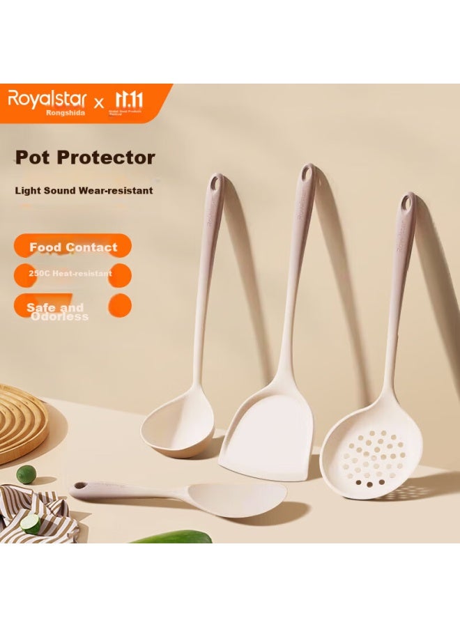 Royalstar Silicone Spatula Set Of Four Pieces, Household Food-grade Non-stick Pan Cooking Utensils, High Temperature Resistant Spatula, Soup Ladle, Strainer Spoon, Rice Scoop - Image 1