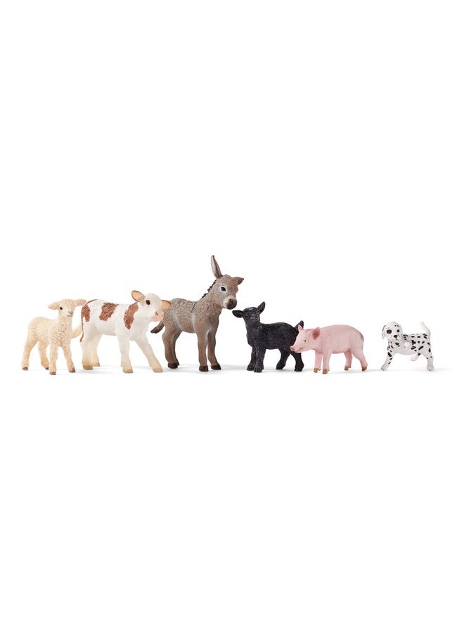 Schleich Farm World 6-Piece Baby Farm Animal Toy Gift Set Including Donkey Foal, Lamb, Calf, Dalmatian Puppy And Goat Kid  - Image 2