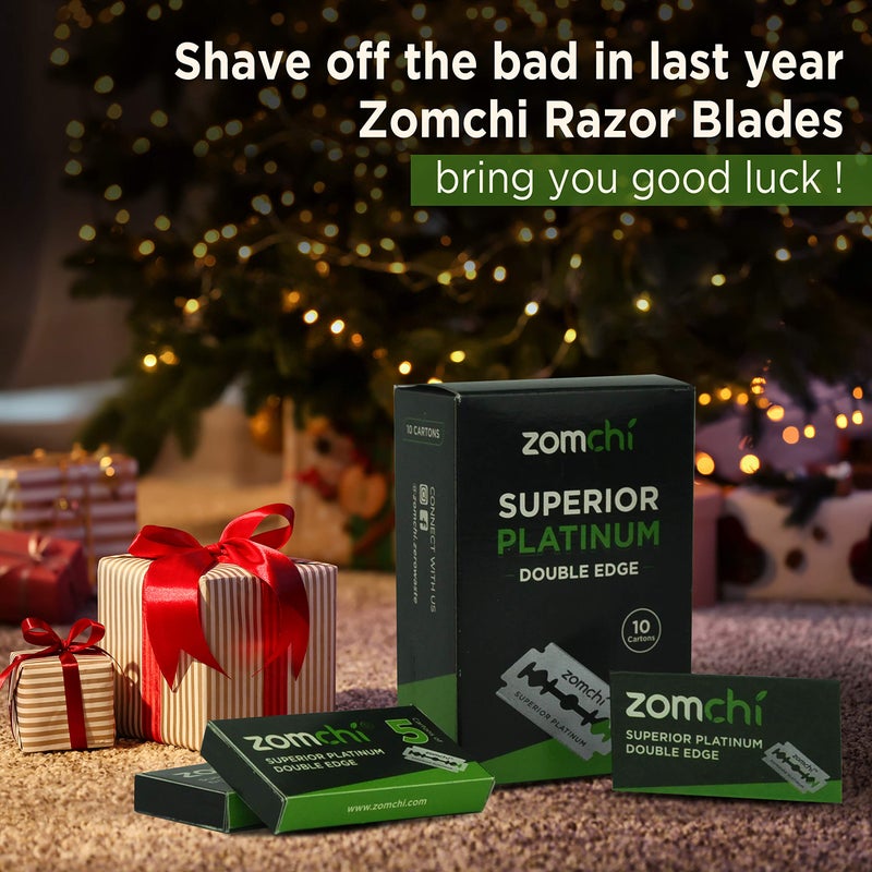 zomchi Double Edge Razor Blades, 50 Counts Safety Razor Blades for Shaving, Platinum Stainless Steel Shaving Blades for Men and Women, Fits All Standard Double Edge Razors - Image 4