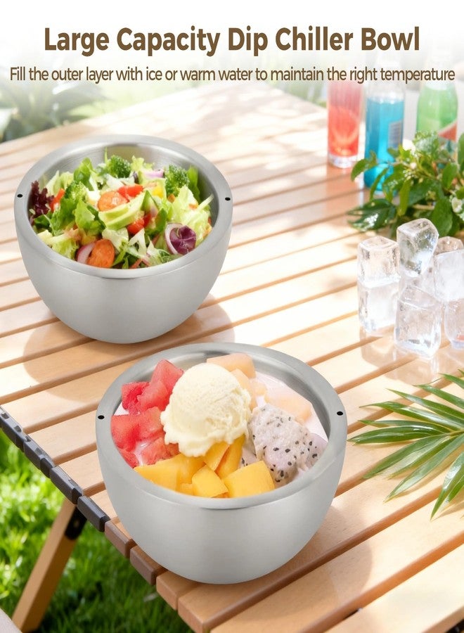 NIMBLOOM 70 oz Dip Chiller Bowl, Stainless Steel Double Walled Insulated Serving Bowl for Hot or Cold Food, Parties Salsa, Guacamole, Sauces, Ice Cream, Fruits, Salad, with 2 Silicone Plugs - Image 2
