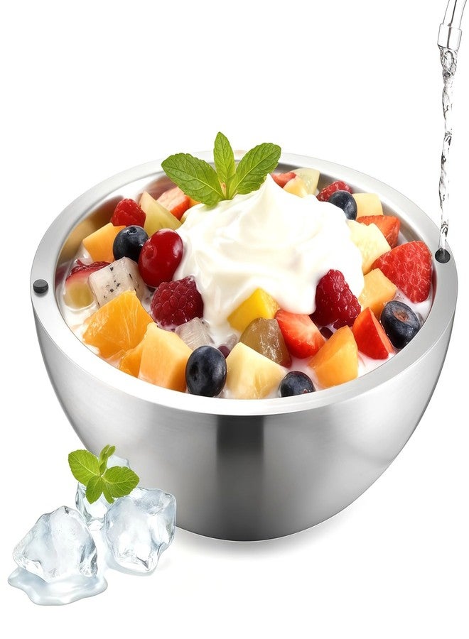 NIMBLOOM 70 oz Dip Chiller Bowl, Stainless Steel Double Walled Insulated Serving Bowl for Hot or Cold Food, Parties Salsa, Guacamole, Sauces, Ice Cream, Fruits, Salad, with 2 Silicone Plugs - Image 1