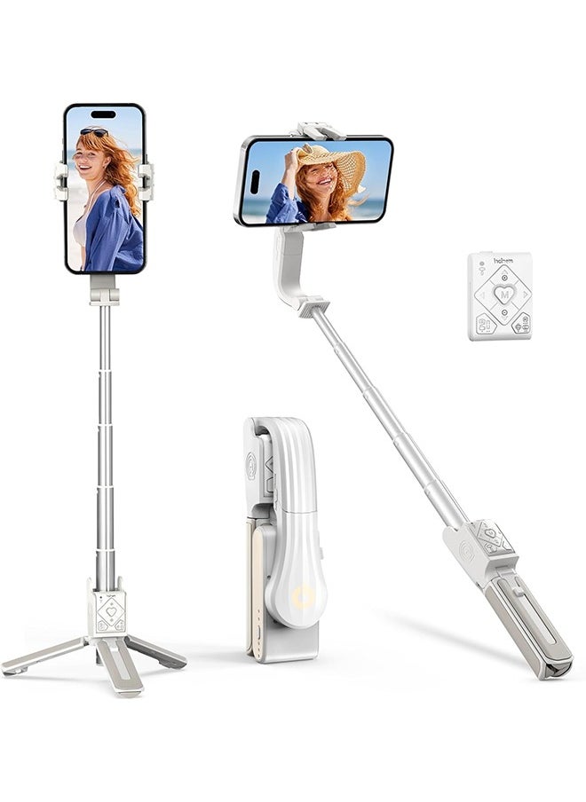 hohem - Selfie Stick Gimbal Stabilizer, 1 Axis Face Tracking & 360° Rotation Tripod with Wireless Remote, 4 in 1 Portable Tripod w/Extendable Stick for iPhone 14/Android Video Recording hohem iSteady Q - Image 1