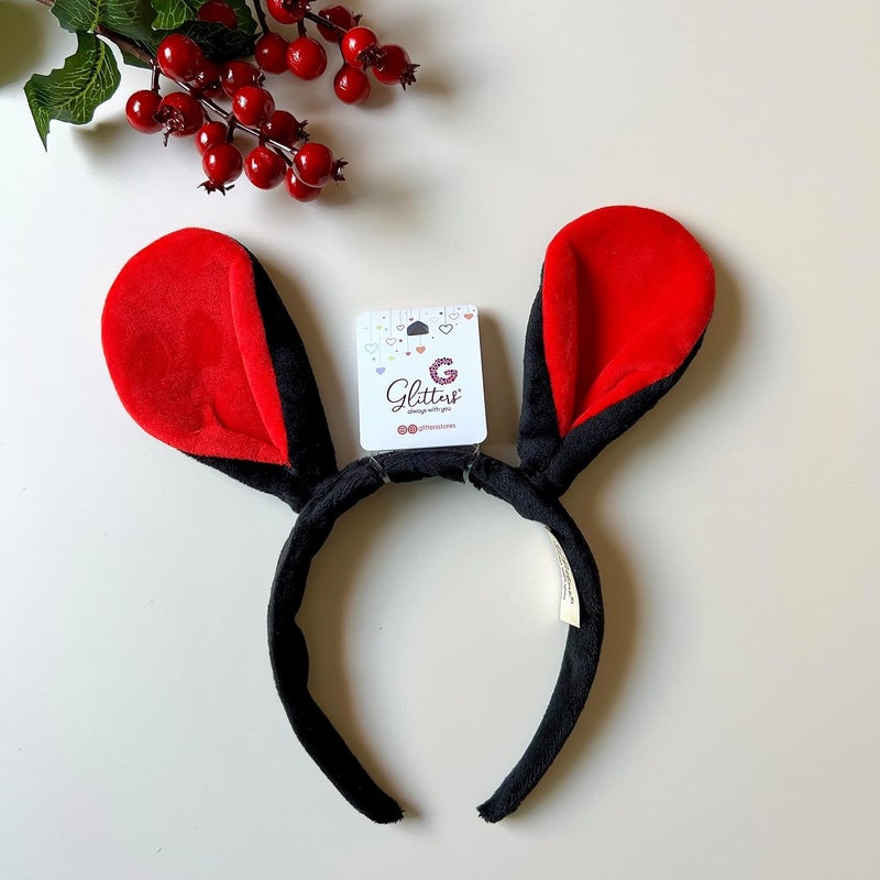 GLITTERS Trendy and Stylish Red and Black Bunny Ear Headband for Kids and Girls - Image 3