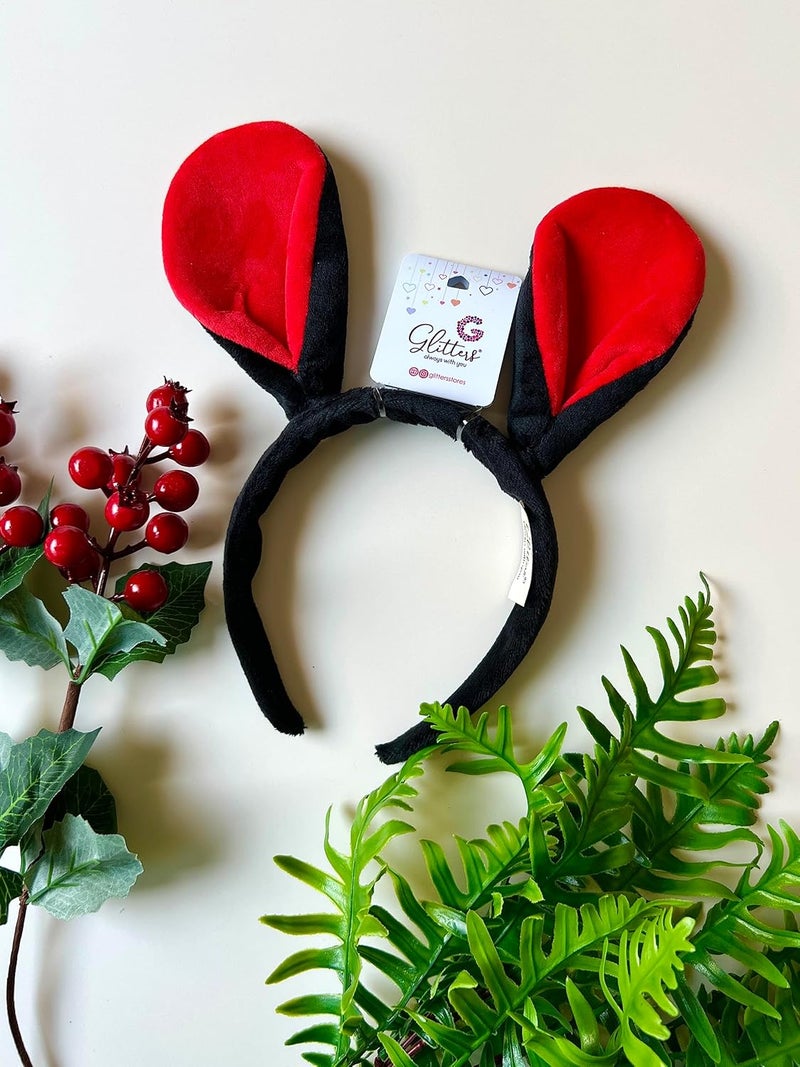 GLITTERS Trendy and Stylish Red and Black Bunny Ear Headband for Kids and Girls - Image 4