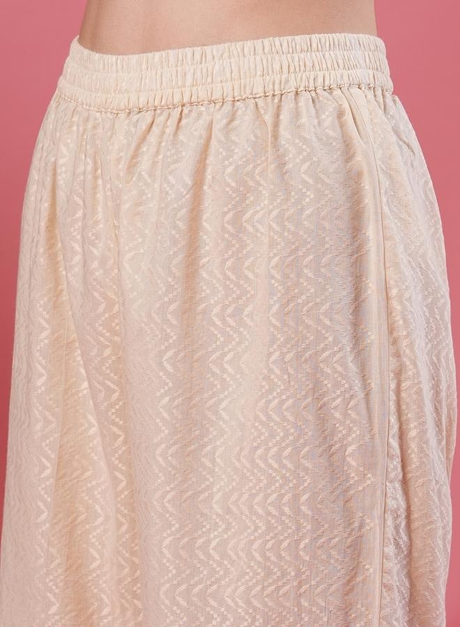 Globus Embroidered Mandarin Collar A-Line Kurta with Palazzo Set - Image 5