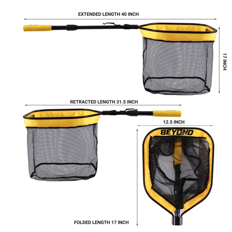 Beyond Braid Floating Fishing Net with Handle â€“ Folding Fishing Net for Easy Storage â€“ Telescopic Landing Net for Bass, Trout, Kayak & Boat Fishing â€“ Durable, Lightweight & Fish Friendly - Image 2
